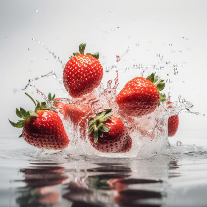 Erdbeeren auf Wasser